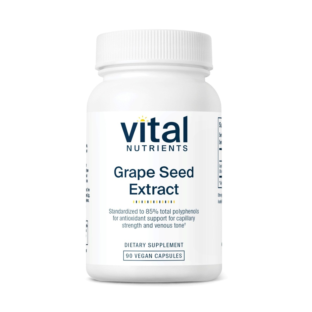 Vital Nutrigents Grape Seed Extract 100mg Siarczan 124; Potężny Przeciwutleniacz i Wsparcie dla cyrkulacji, Kapilarny, i Vein Health Siłow124; Gluten, Dairy, Soy Free Siłow124; Non-GMO Siłownik 124; 90 Kapsułki