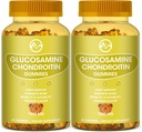 Glukozamina Chondroitin Gummie z MSM - 1500mg Dodatkowa siła do wspólnego wsparcia, Wsparcie immunologiczne - dla dorosłych, mężczyzn i kobiet, 60 Hrabia, Opakowania po 2
