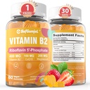 Witamina B2 Gummies ↓ 124; Riboflavin 400mg z Magnezu & CoQ10 na Migrena Relief & Headache Relief ↓ 124; Cukier wolny, Wegan, Strawberry Flavor, 60 Count