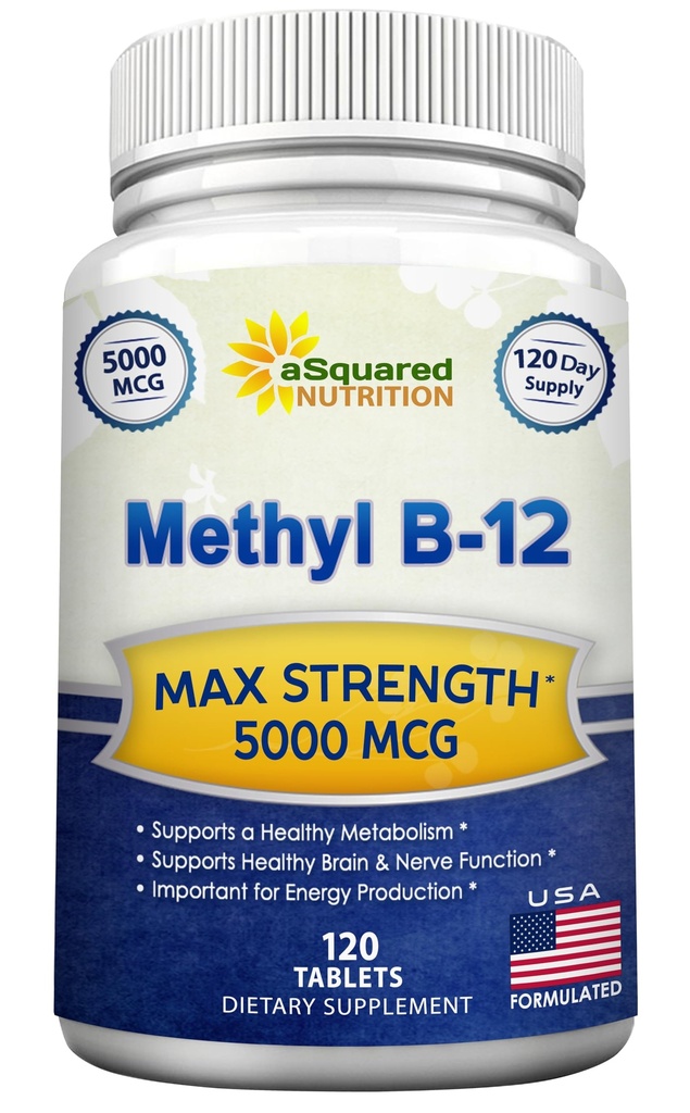 Vitamin B12 - 5000 MCG Supplement with Methylcobalamin (Methyl B-12) - 120