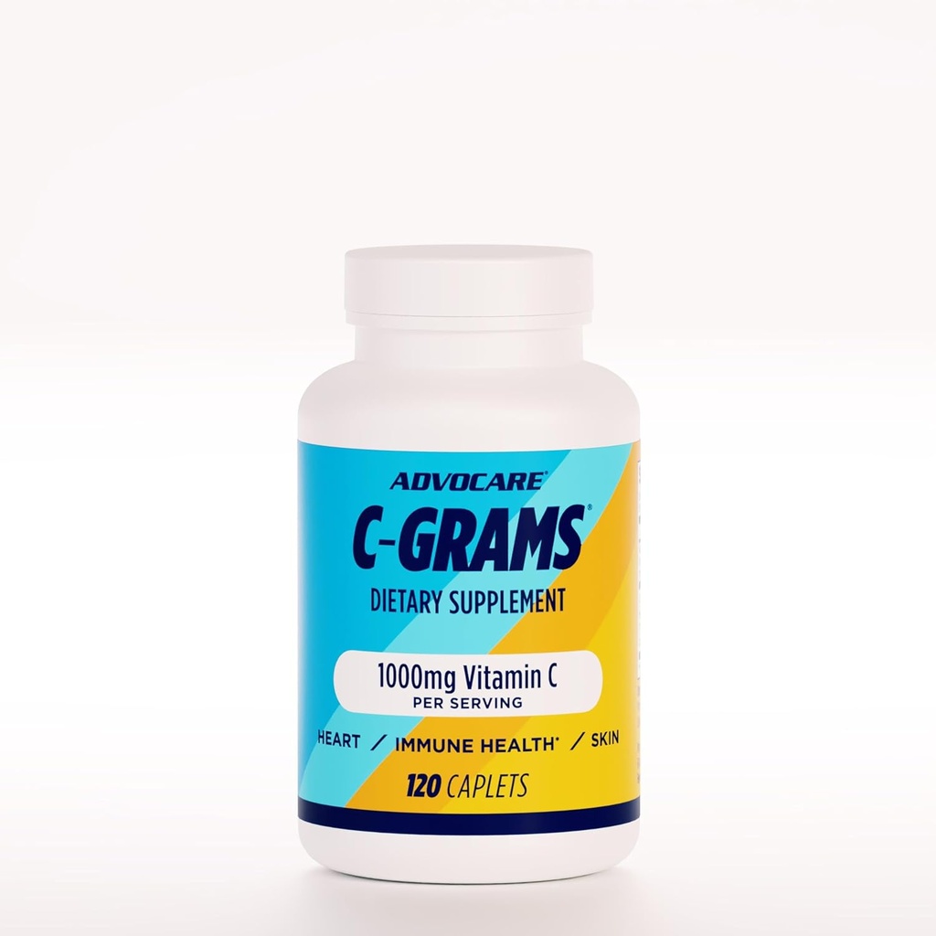 AdvoCare C- Grams - suplement diety Premium do pielęgnacji skóry, wsparcia immunologicznego i zdrowia układu sercowo-naczyniowego * - Zawiera witaminę C, magnez i więcej - 120 Kapletów