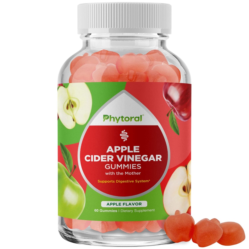 Jabłko Cydr Gummie z Matką - ACCV Gummie z Matką dla Dorosłych dla Wsparcia immunologicznego Gut Gut Zdrowie i Suplement Wsparcia Energetycznego - Jabłko Cydr Gummy Witaminy dla Dorośli