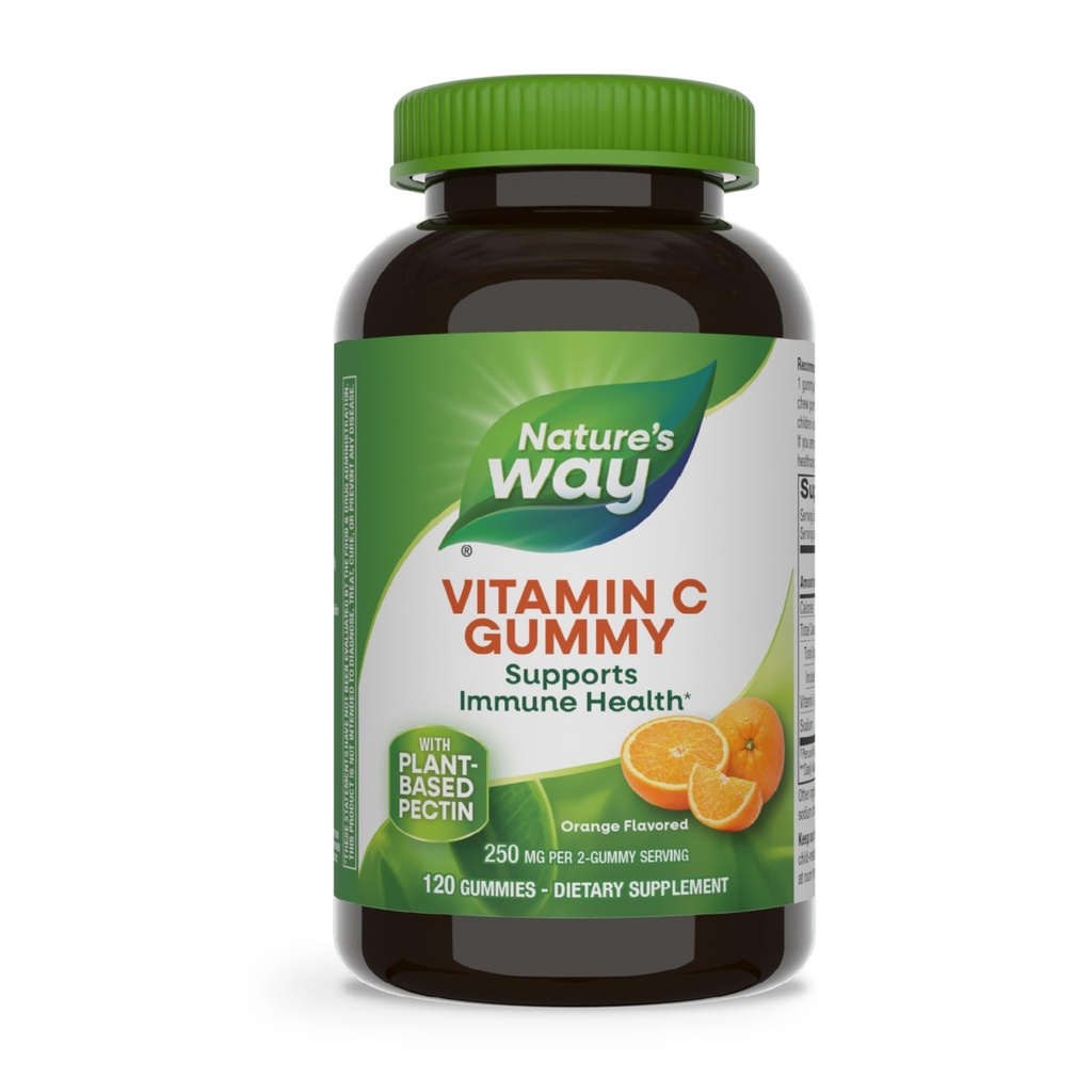 Nature 's Way Gummies Witamina C, Wsparcie zdrowia immunologicznego *, Przeciwutleniacz, 250 mg na 2- gummy Serving, Gummy witaminy, Pomarańczowy aromat, 120 Gummies
