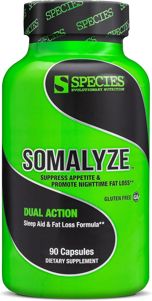 Gatunki Żywienie Somalyze Stymulant Free, Apetite Suppressant z GABA i Melatonin, Gluten Free Caps, 90 Kapsułki