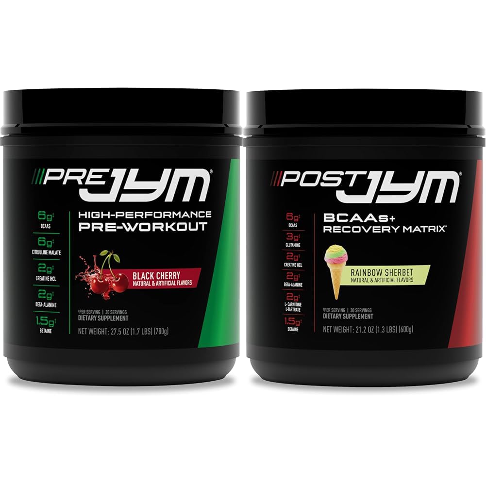 PRE JYM 30 Black Cherry & Post JYM Rainbow Sherbert Post- Workout 30 Sługi Odzysk mięśni Drink
