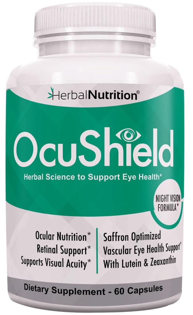 OkuShield Eye Health Witamina Wsparcie dla Zdrowych Oczy, Nocne widzenie z Saffron, Luteina i Zeaksantyna, Eye Nutrigents to Protect & Stymulate Ocular Health, Jedna butelka