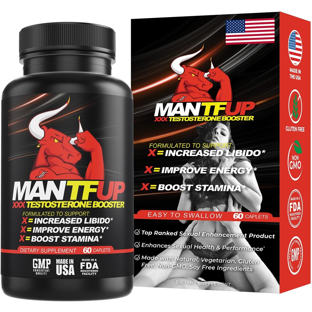 MANTFUP Vitality Enhancer dla mężczyzn 124; Fast- Acting Testosteron Booster & Daily Supplement to Support Mężczyzna Health & Libido British 124; Potenciadores de Testosterona British 124; Made in USA (1 Month Supply, 60 Capplets)