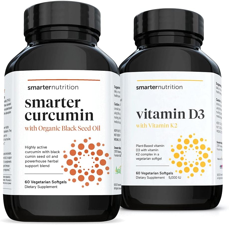 Kurkumina SMARTERNUTRITION - Moc i wchłanianie + Witamina D3 na bazie plantatora Wsparcie immunologiczne z Vegan K2 Complex