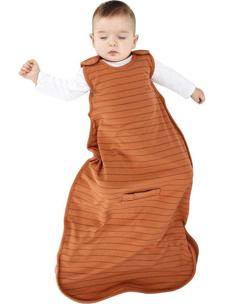 Woolino Merino Wool i Organic Cotton Ultimate Sleep Sack - 4 Sezon - Dwukierunkowy Zipper Regulowany Sleep Bag - Uniwersalny rozmiar Sleep Sack for Baby (2- 24 Miesiące) - Rust