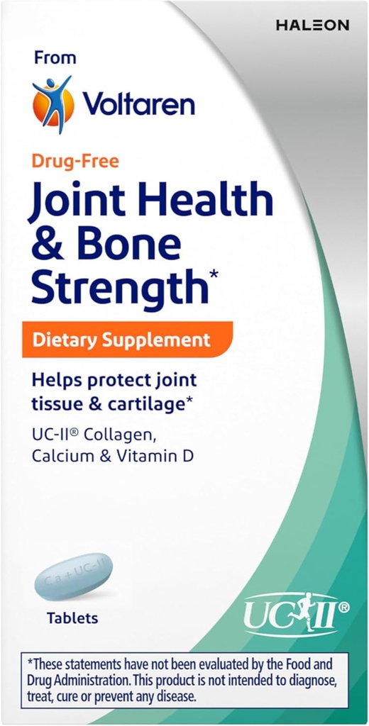 Voltaren Joint Health and Bone Force Dietary Supplement from Voltaren, with UC- II (R) Collagen, Wapń, i Witamina D for Healthy Aging of Joint Tisk and Cartilage - 30 Count Bottle
