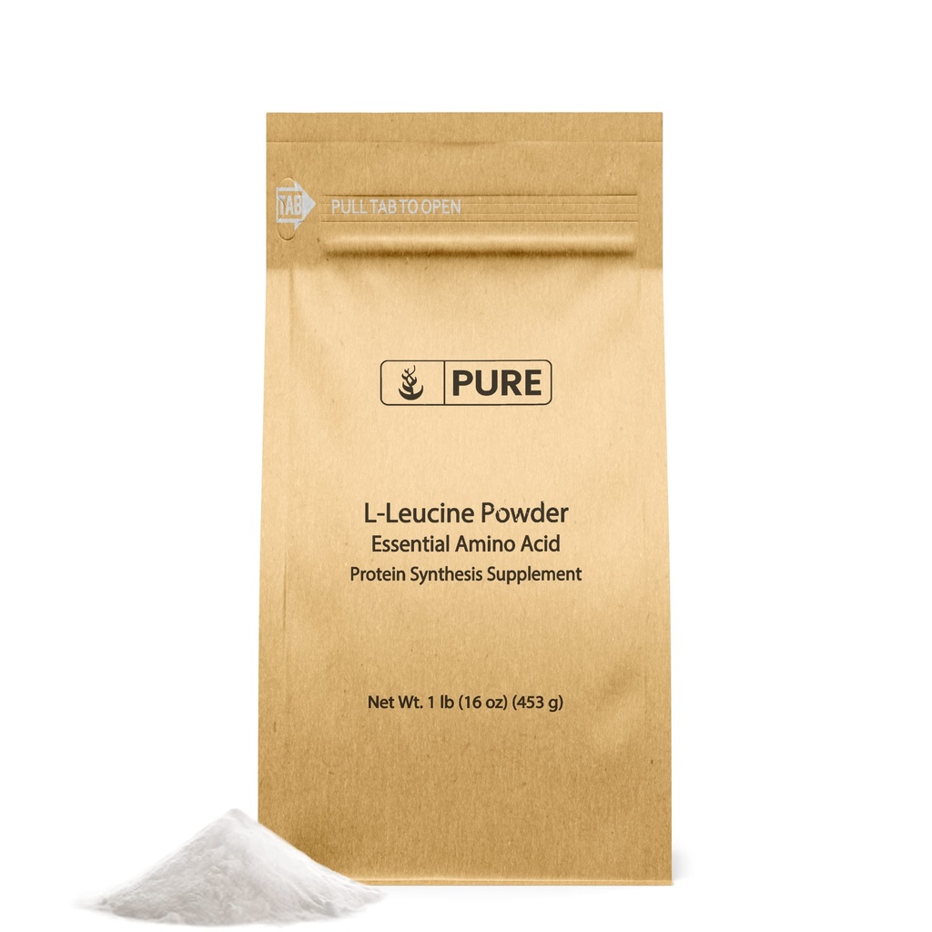 Czyste składniki pierwotne L- Leucyna (1lb) Proszek, Essential Amino Acid Supplement, Zweryfikowane etykietą