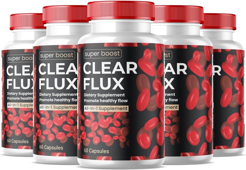 (5 Pack) Clear Flux Supplement Detox Cleanse, Capsules Blood Vessel Cleaner Support Advanced Formula, ClearFlux Capsules Maximum Strength All Natural Vitamins Health (300 Capsules)