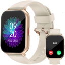 RUIMEN Inteligentne zegarki dla kobiet mężczyzn (Odpowiedź / Wykonaj połączenia, 2 Zespoły Zawarte), 1.8 "Smartwatch dla iOS / Android Phones, Fitness Tracker Heart Rate / Sleep Monitor Cyfrowy zegarek wodoodporny mleczny Biały