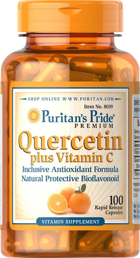 Puritan Pride Premium Quercetin dwuwodny Plus witaminy C 1400mg, Suplement diety dla zdrowego systemu immunologicznego, Serce, i ogólne wsparcie zdrowia, 100 Kapsułki szybkiego uwalniania