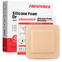 FRESINIDER Pianka silikonowa opatrunek z przylegającą granicą - opatrunek opatrunkowy - Silikon Foam Pad - Opakowanie 10 - 4 x 4 Inches Duże wodoodporne bandaże - Samoprzylepna pielęgnacja i opatrunki