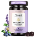 Winged Wellness Sleepyhead Natural Sleep Gummies for Women - Prime Sleep Support Aid dla dorosłych z 3mg Melatoniny, L- Theanine, 5- HTP - Blueberry Lavender Flavored - 30 Służenia