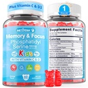 Focus Gummies for Kids Teens + witaminy C & D3 400IU, Sugar Free Kids Brain Gummies Zwiększenie uwagi i koncentracji, Chewable, Wegan, Gluten Free, Non-GMO 60Cts