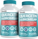 28- in-1 Quercetin z suplementem bromelainowym - Quercetin 500 mg kapsułki do codziennego wsparcia immunologicznego - Quercetin z witaminą C i cynk dla dorosłych wzbogacony witaminą D (120 ct, opakowanie po 2)