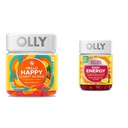 OLLY Witam Happy Gummy Worms, Mood Balance Support, Witamina D, Szafran, Dorosły suplement do żucia i dodatkowa siła Daily Energy Gummy, Kofeina Free, 1000mcg Witamina B12, CoQ10, Goji Berry