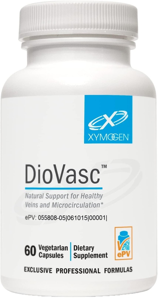 XYMOGEN DioVasc - Wsparcie dla zdrowych Veins, kapilary, krążenie krwi - Diosmina mikronizowana do zwiększonej absorpcji - Suplement do przepływu krwi, Pomaga promować normalne odpływ limfatyczny (60 Kapsułki)