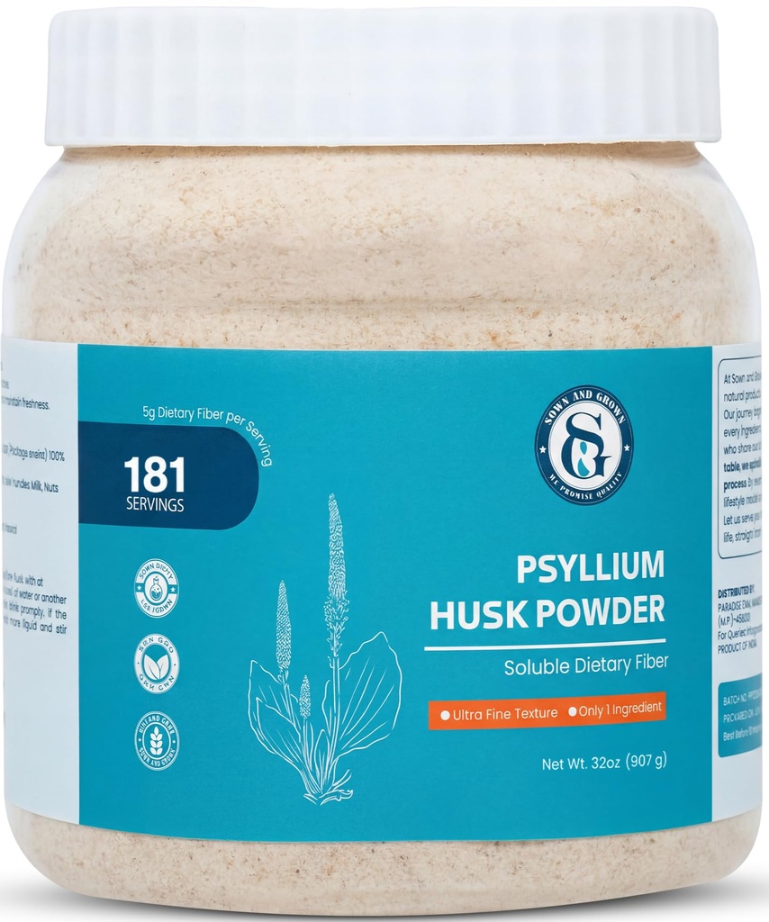 Pyllium Husk Powder- 2lb, 32oz Xi124; Easy Mixing Dietary Fiber Xi124; Cleanse Your Digestive System Xi124; Finely Ground Powder Xif124; Idealny do pieczenia Keto Xifl124; Non-GMO