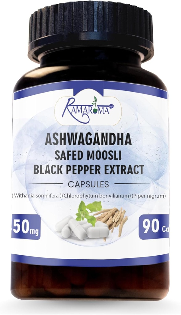 Ashwagandha kapsułki 2,100 mg - 90 kapsułek Ashwagandha proszek i ekstrakt korzeniowy.
