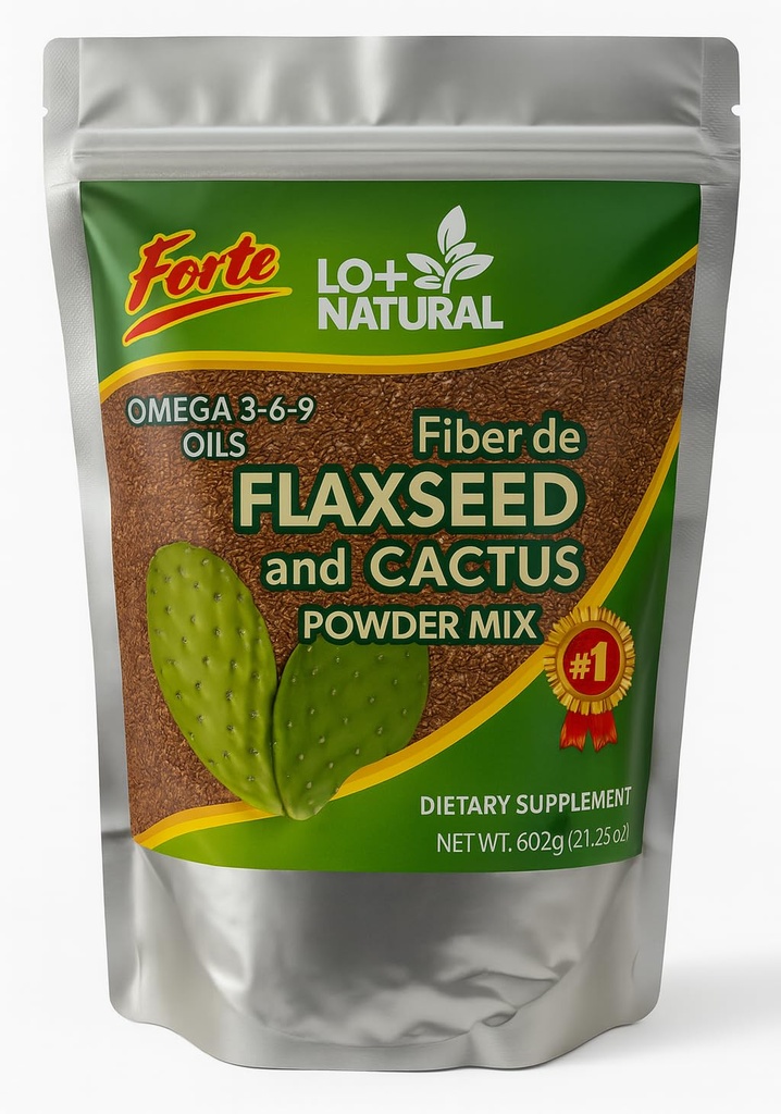 Linaza con Nopal Forte - 8 oz - 100% Natural Flaxseed & Nopal Cactus Powder - Fiber- Rich Digestive Supplement - Ground Blend Dietary Supplement - Vegan & Non-GMO