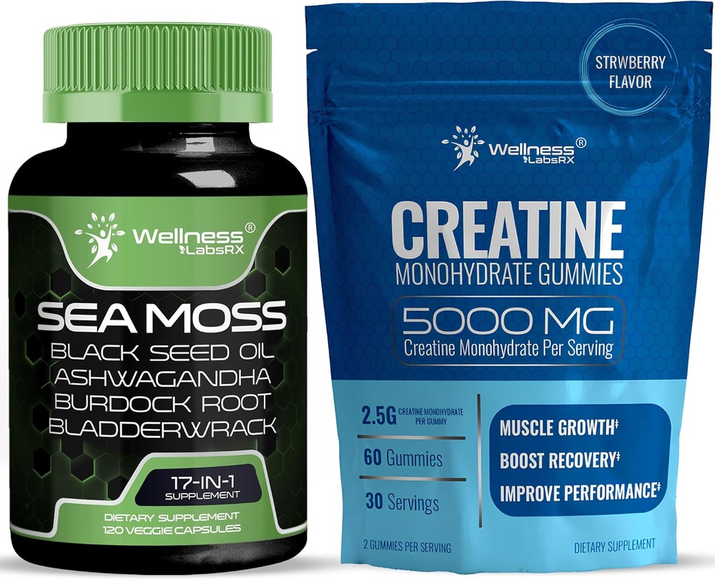 WELLNESS LABSRX Irish Sea Moss Kapsułki - Gummies kreacyjne 5000mg