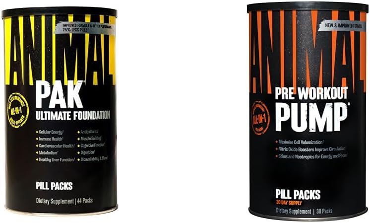 Pak zwierząt - Wygodne All-in- One witaminy i suplement Pack - Cynk & Pompa - Wstępny trening - Vein Popping Pomps - Łatwy do usunięcia Stymulant Pill do treningu w każdej chwili - 30 Count