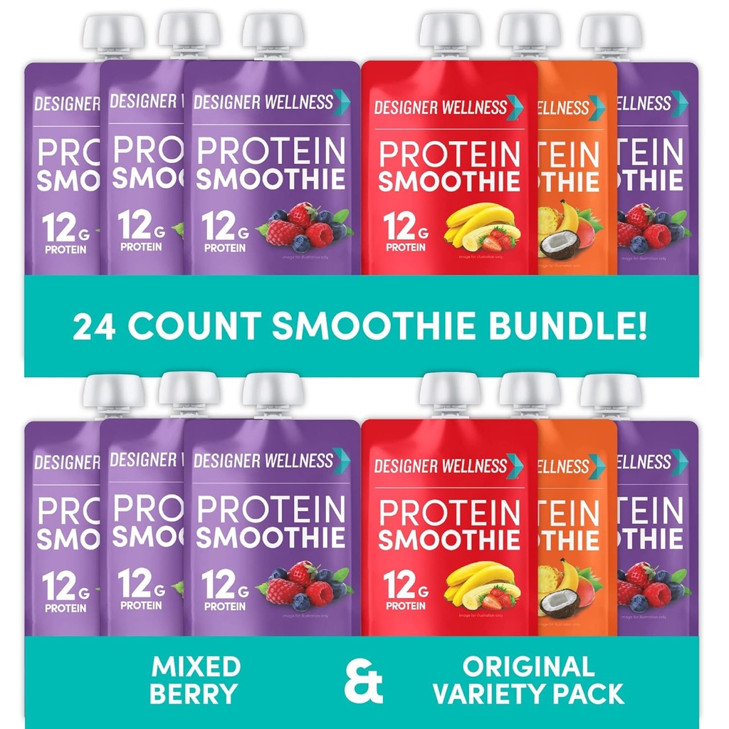 Projektant Wellness Smoothies Protein Variety Pack i mieszany Berry Bundle
