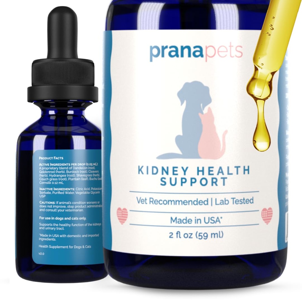 PranaAnimals Kidney Supplement Health Supplement dla kotów 124; Naturalnie wspiera zdrowe funkcje nerek w Koty 124; Formuła ziołowa pomaga zapalenie i objawy problemów z nerkami