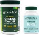 Zielone pierwsze - Mennica - 30 Słupki - Zielony Proszek Superfood, 49 Superfoods, 15 + Organiczne Owoce i Warzywa, Bezmleczne, Wegan & Non-GMO - 9.86 Oz i D3 + K2 Witaminy, 60 Kapsułki roślinne