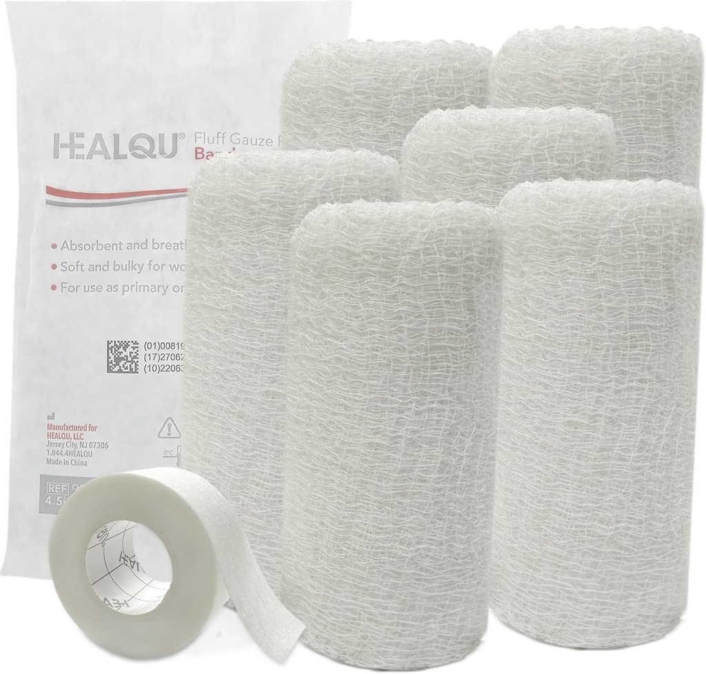 Kerlix Gaze Bandaże rolki - 4 1 / 2 w x 4.1 Yds, 6 Ply - 6 Pojedyncze sterylne Pocuhes- Dodatkowy Absorbencja - Latex Free, Hospital Grade Cotton Fluff Bandage Wrap Krinkle Style - for Shound Care & First Aid