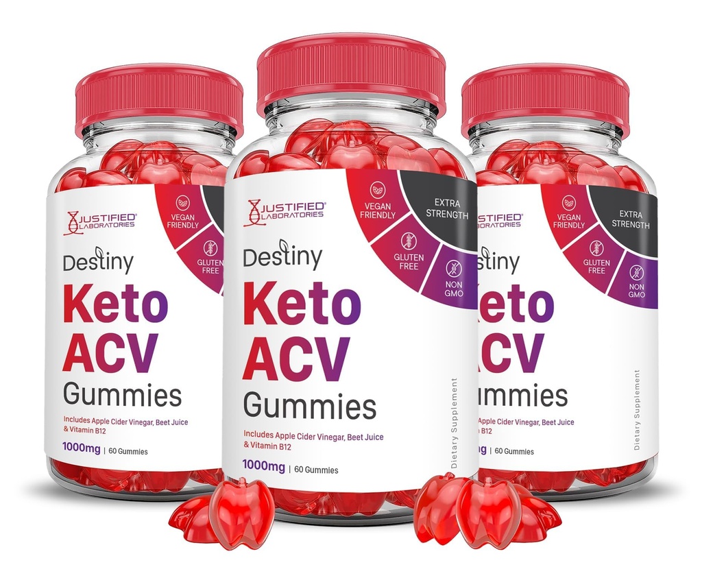 (3 Pack) Destiny Keto ACV Gummies Advanced Formula 1000MG Destiny Keto Gummies Jabłko Cydr Octan sproszkowany z Granatu Sok z buraków B12 Vegan Non GMO 180 Gummys