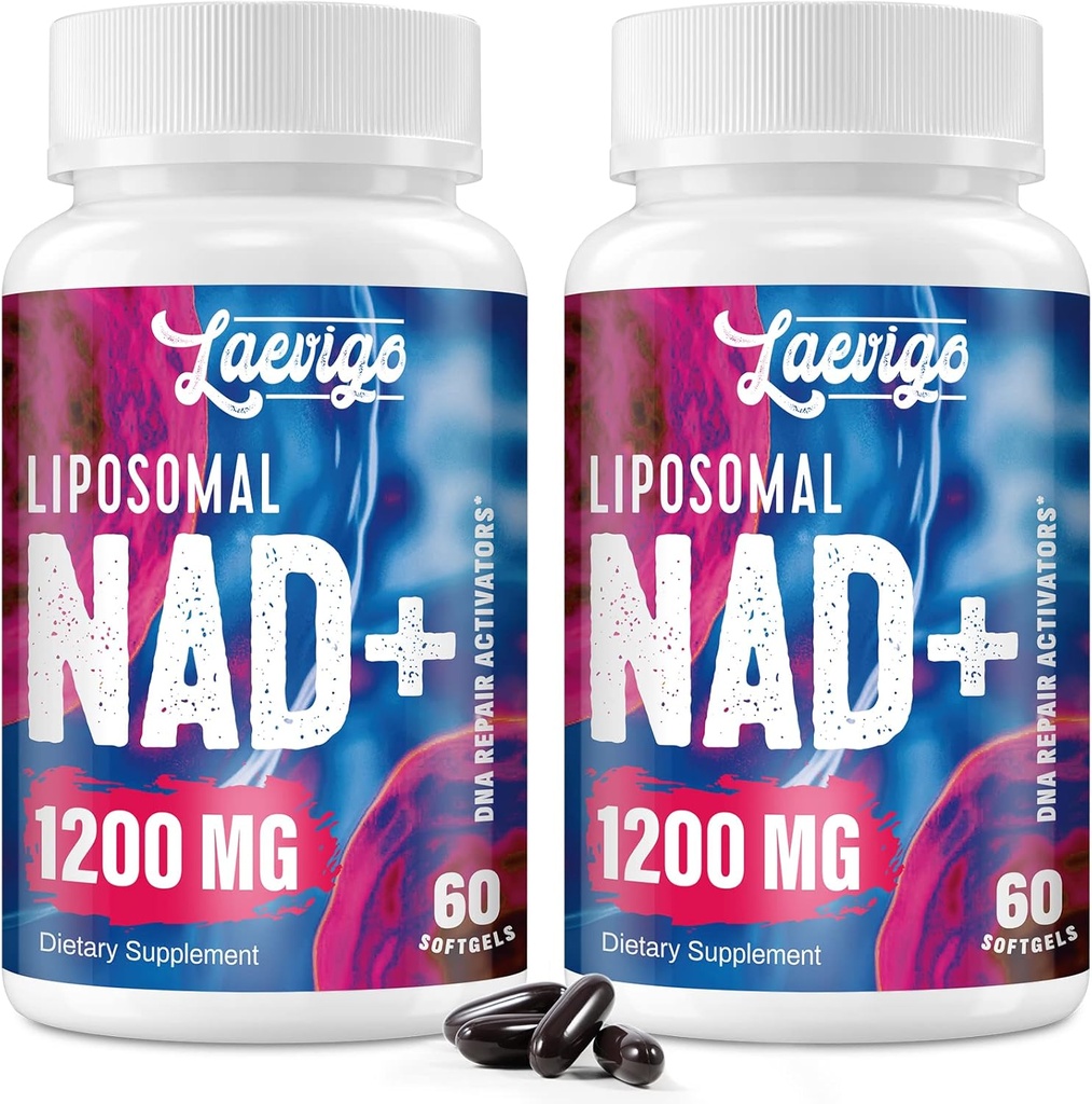 Liposomal NAD + Suplement 1200mg Wysoka Absorpcja, Energia komórkowa i Mitochondrialna Wsparcie, NAD Plus dla długowieczności i witalności, Anti-Aging Formuła, 120 Softgels