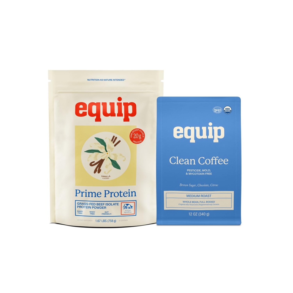 Equip Foods Prime Protein Powder Vanilla & Gold Standard Kawa czysta