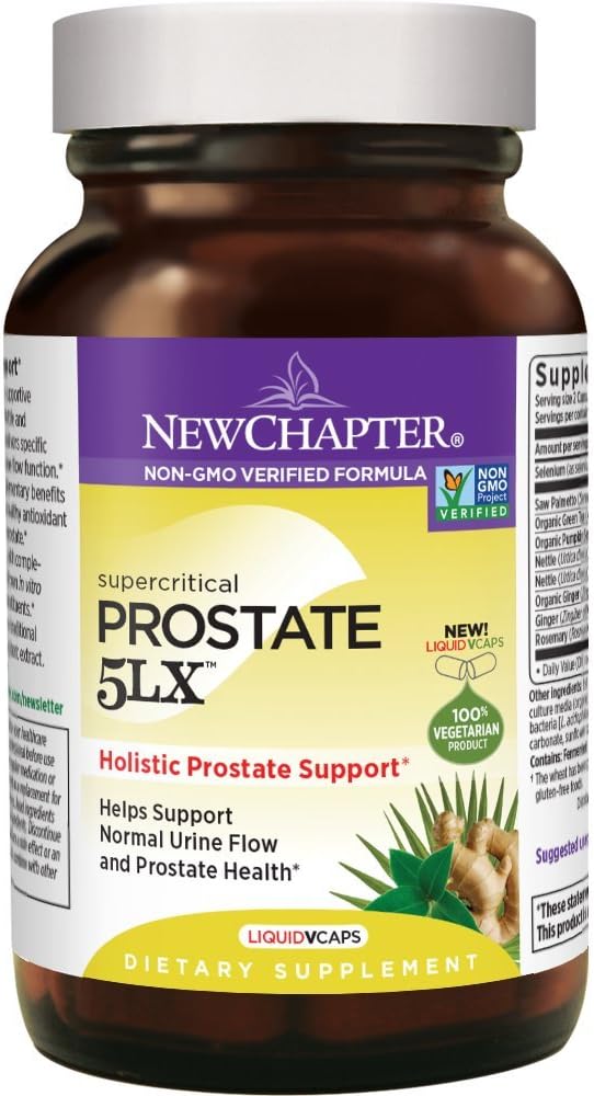 Nowy rozdział Prostate 5LX Suplement z Saw Palmetto Plus Selenium kapsułki wegetariańskie, 180 Hrabia