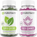 PUREFINITY Fiber + Super Zieloni Gummies Bundle (Inulin FOS Prebiotic Fiber Gummies + Super Zieloni Gummies - Daily Supergreens with Spirulina, Alfa, Szpinak, Brokuły, Burak korzeniowy, Acai)