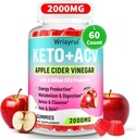 Jabłko Cydr Gummies ocet, Szybkie Ripped Keto ACV Gummies, Max Siła 2000mg, Spreparowane z zielonej herbaty, B6 & B12, Probiotyki, ACV dla metabolizmu, trawienie, Detox & Cleanse, 60 Liczby