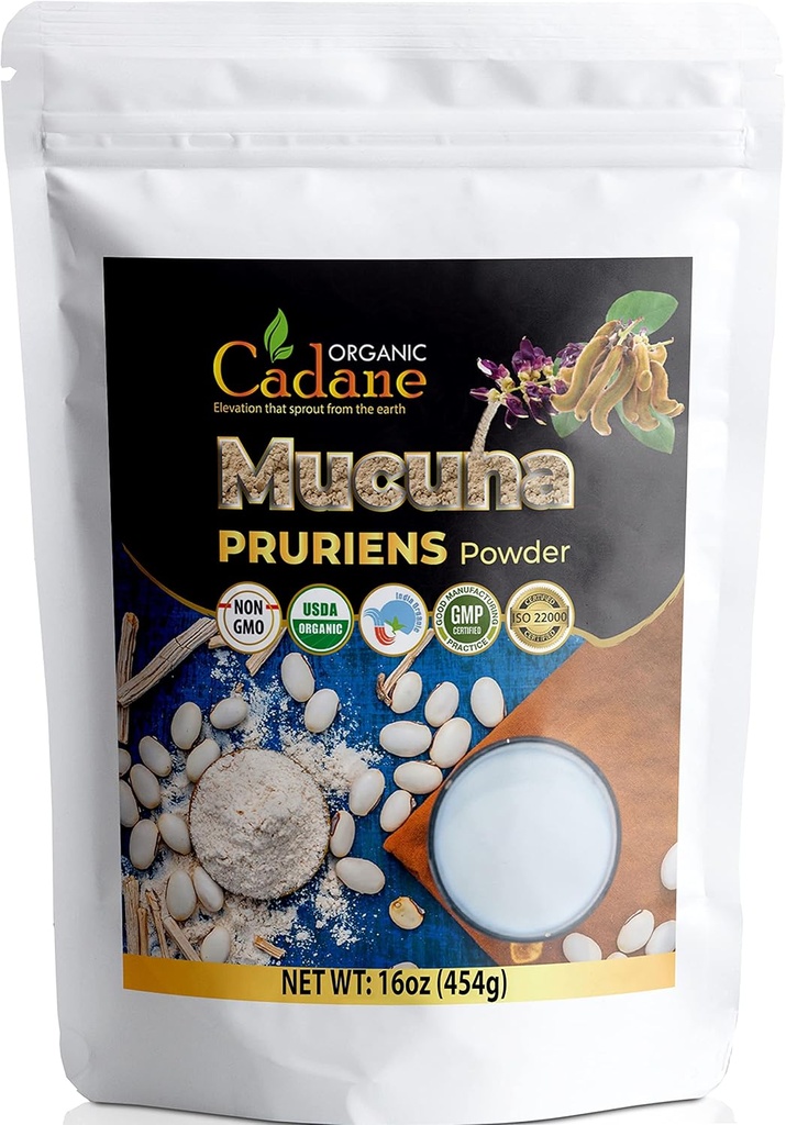 Organiczne Cadane Mucuna Pruziens proszek 1 funt 124; Promotes Brain Health, Wsparcie układu immunologicznego, Energia 124; USDA Certified Vegan- Friendly Supplements