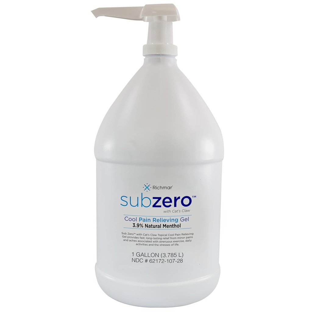 Sub Zero Chłodny ból Relief żel, 1-Gallon Butelka z pompą - Joint Relief i Nerve Pain Relief krem do mięśni głębokie ból i zapalenie stawów Relief