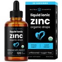 NutraChamps Liquid Cynk dla dzieci i dorosłych, Wegan, Czyste krople cynku jonowego Wzmocnione witaminą C, Suplementy do wsparcia immunologicznego, Płyn bez cukru 4 oz