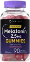 Carlyle Melatonin 2,5 mg Gummies Xi124; 90 Hrabia Xi124; Berry Flavor Gummy Supplement Xi124; Wegan, Non-GMO, Gluten Free