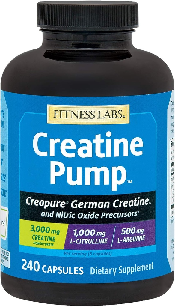 Fitness Labs Creapine Pompa z L- Citruline, L- Arginina i Kreapure Creapine Monhydrate - 240 Kapsułki
