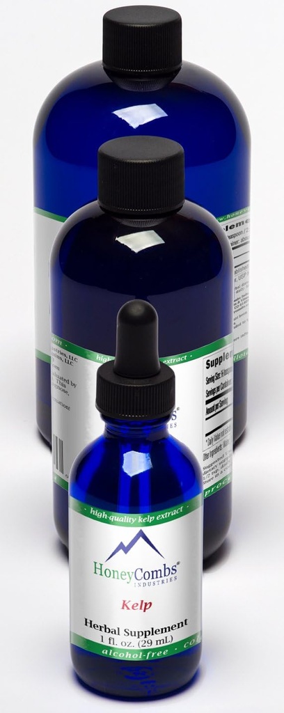 HoneyCombs 8oz. Kelp -Wspiera mózg, trawienie, ziemie, włosy, serce i more- wolny od alkoholu ekstrakt płynny