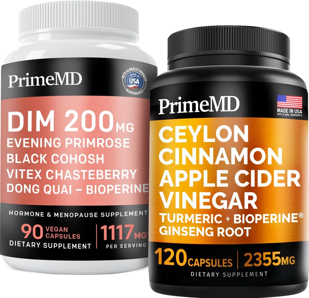 Ceylon Cynamon (1pk) i wsparcie menopauzy (1pk) Suplement Bundle - Potenne witaminy dla serca, Metabolizm, Hormon i Wsparcie immunologiczne - Non-GMO, Wegan, Gluten- Free