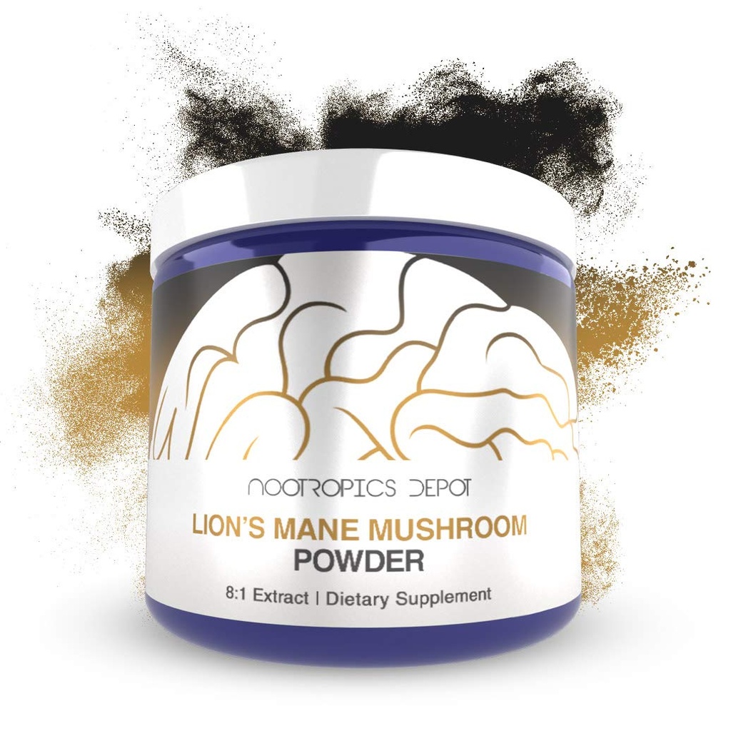 Nootropics Depot Lions Mane Mushroom Powder Build 124; 8: 1 Whole Fruiting Body Dual Extract Building 124; 30 Grams Description 124; Hericium erinaceus 124; Brain Health Supplement Build 124; Neuroprotective + Boosts Mood Description 124; Supports Immune Health