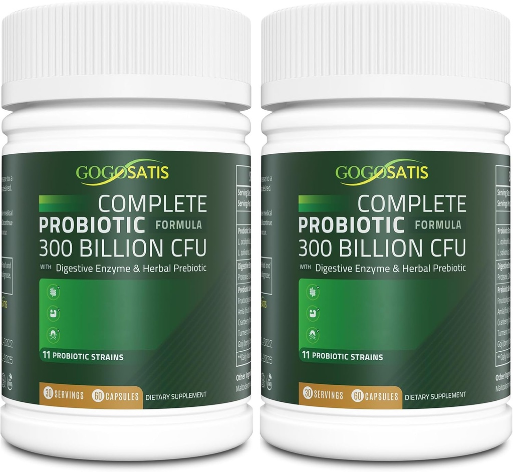 Probiotyki dla kobiet i mężczyzn, 300 Miliard CFU 11 Szczepy, Acidophilus Probiotic Suplement z organicznym Ziołowe i Digestive Enzymy Półka Stabilny do trawienia i wsparcia immunologicznego 120 Liczba