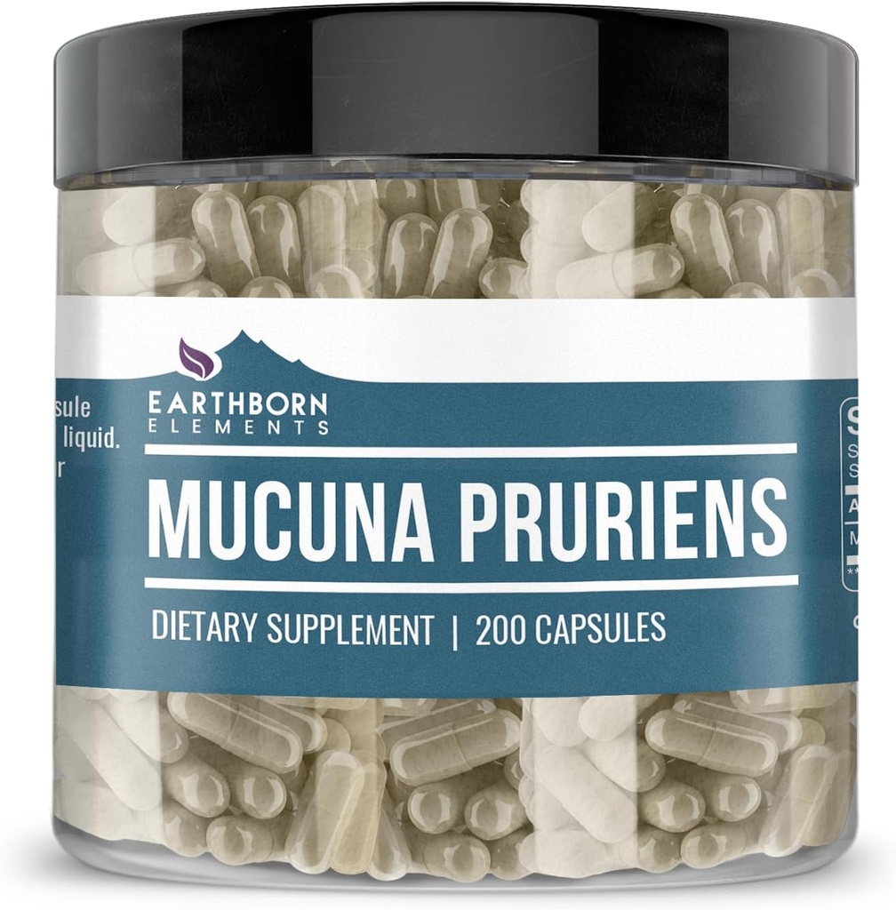 Earthborn Elements Mucuna Pruziens Extract, 200 Kapsułek, Brak dodatków lub wypełniaczy